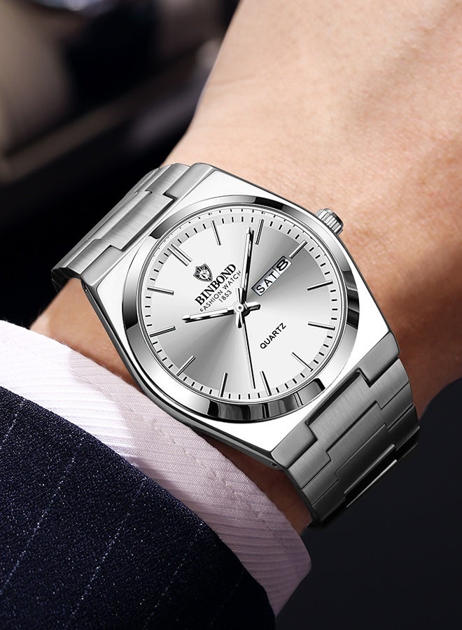 BINBOND Watch for Men Top Brand Luxury Men Quartz Watches Original Watch for Man Waterproof Date Week Stainless Steel Wristwatch Male - Image 2